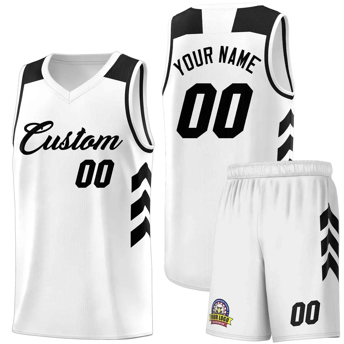 White Black Classic Sports Uniform Basketball Jersey