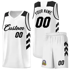 White Black Classic Sports Uniform Basketball Jersey