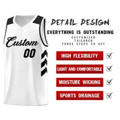White Black Classic Sports Uniform Basketball Jersey 5
