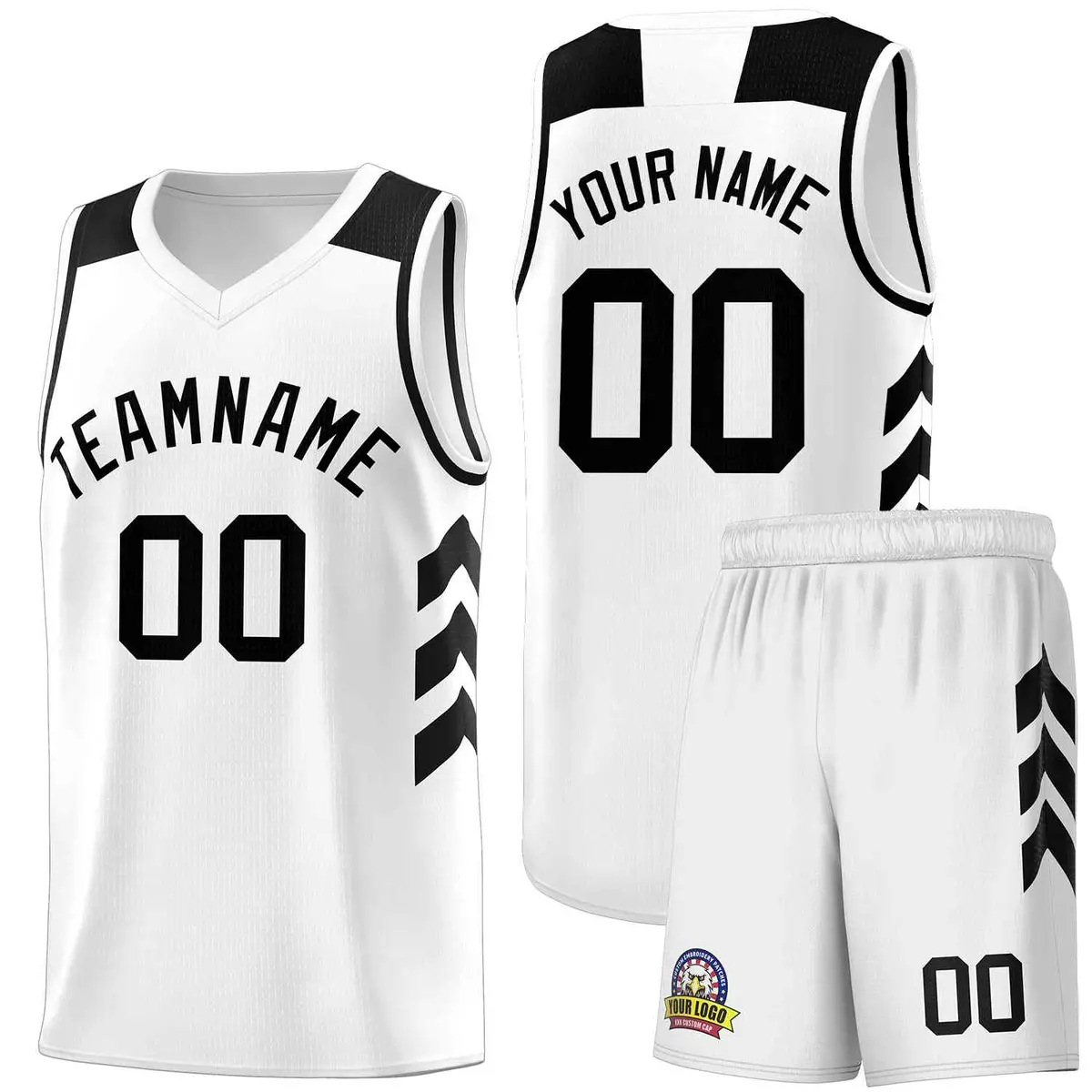 White Black Classic Sports Uniform Basketball Jersey