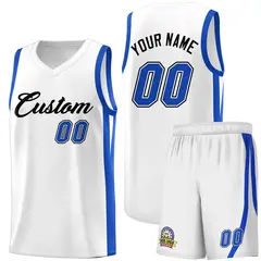White Black Classic Sports Uniform Basketball Jersey