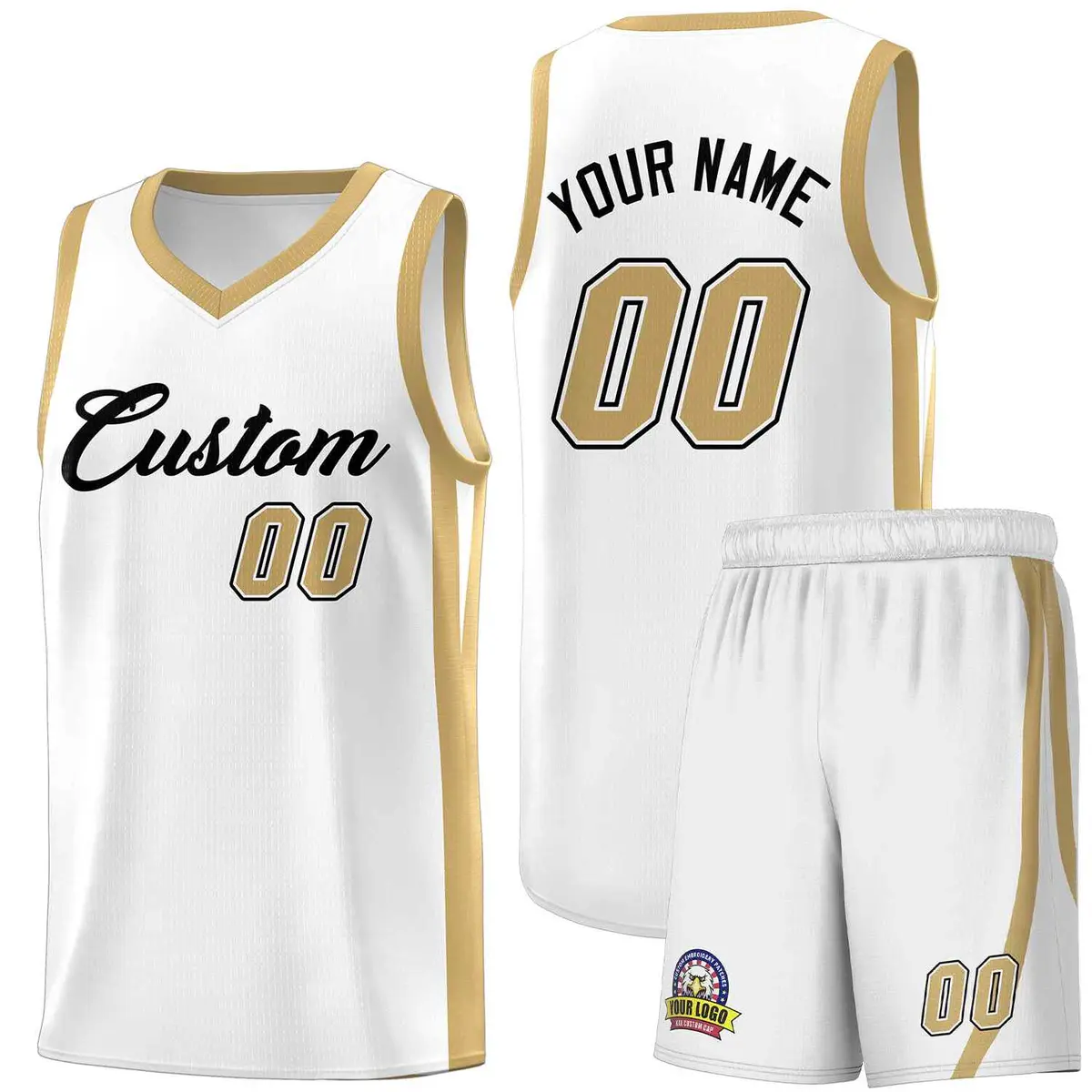 White Black Classic Sports Uniform Basketball Jersey