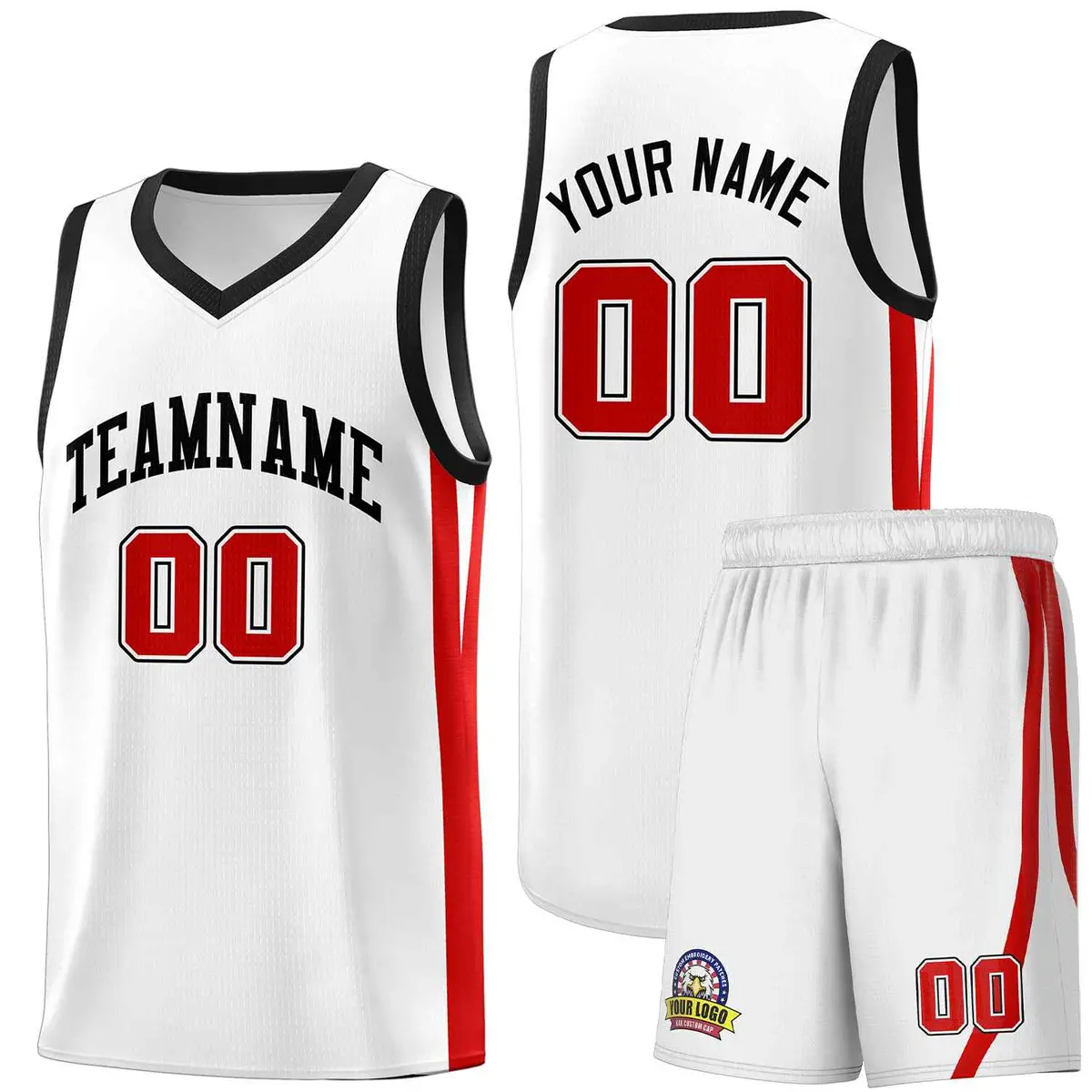 White Black Classic Sports Uniform Basketball Jersey