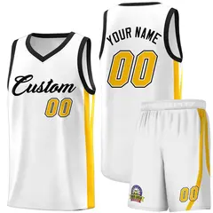 White Black Classic Sports Uniform Basketball Jersey
