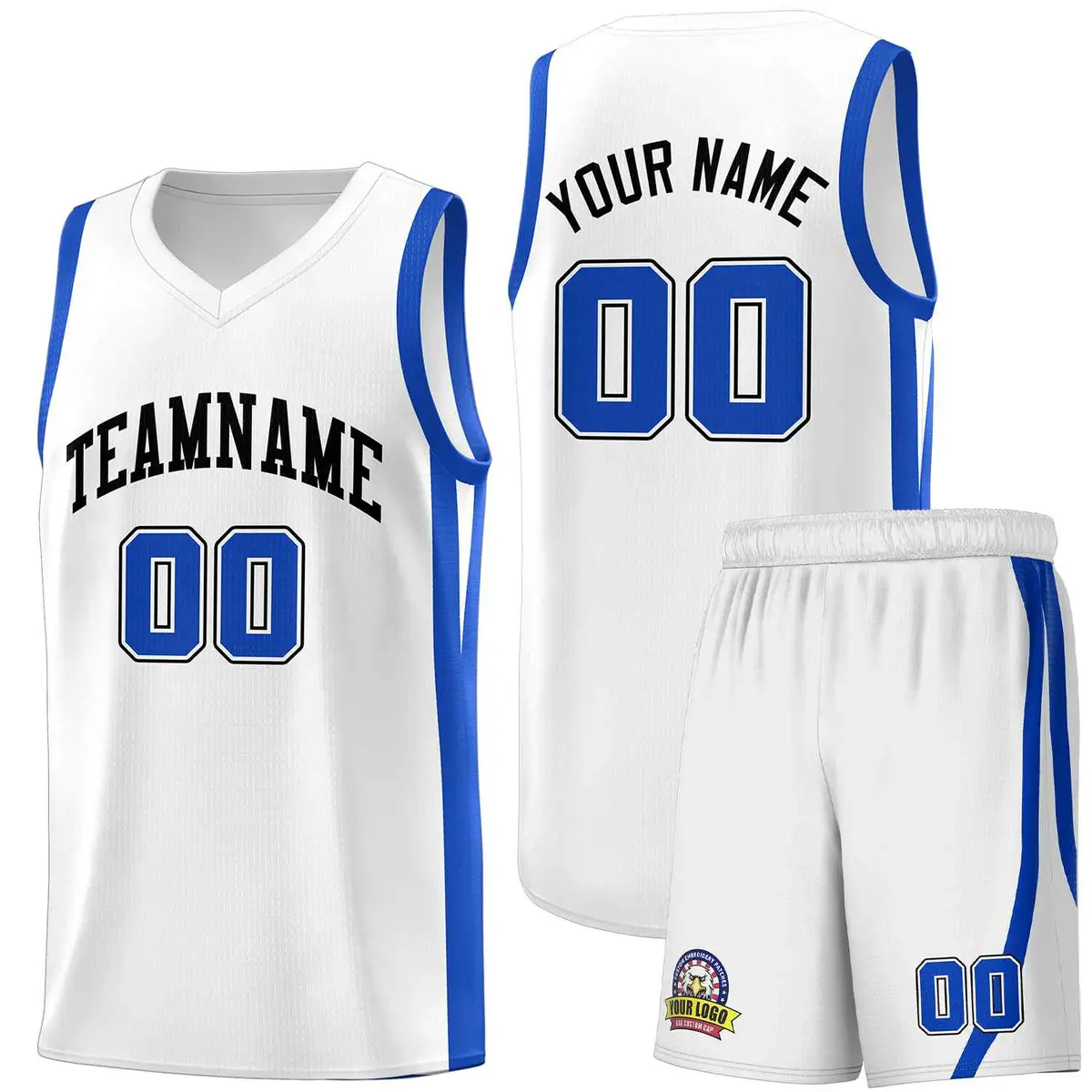 White Black Classic Sports Uniform Basketball Jersey