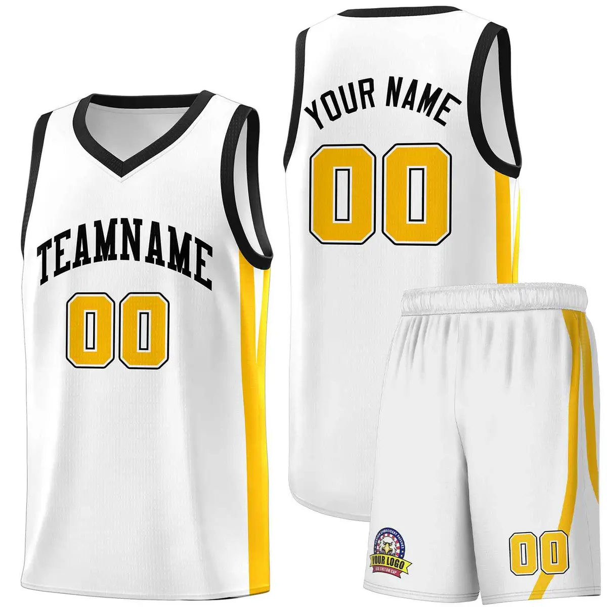 White Black Classic Sports Uniform Basketball Jersey
