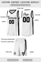 White Black Classic Sports Uniform Basketball Jersey 2