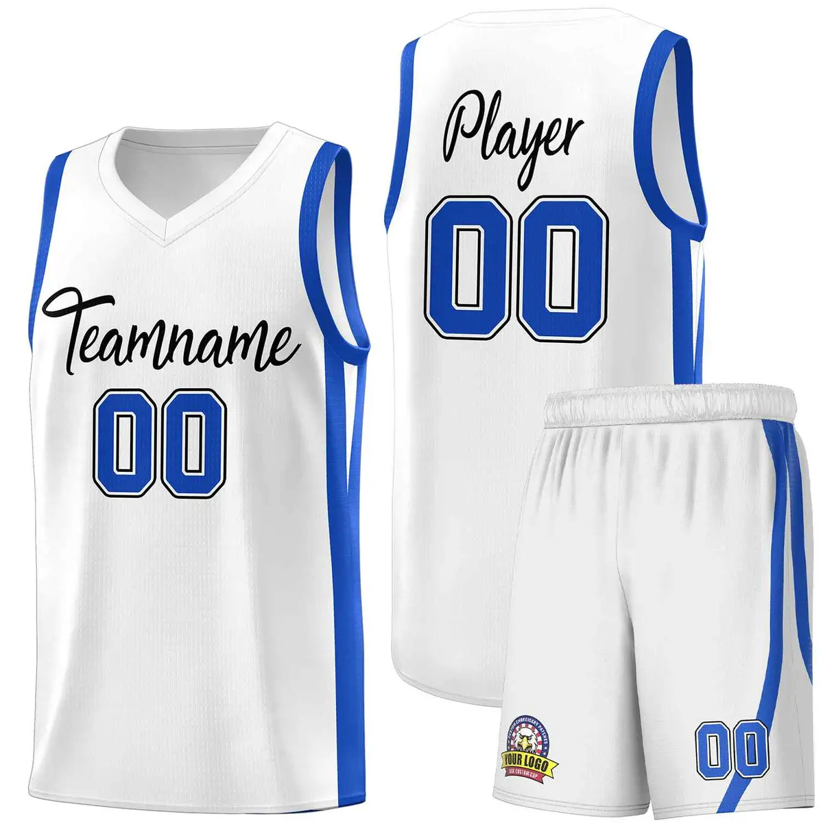 White Black Classic Sports Uniform Basketball Jersey