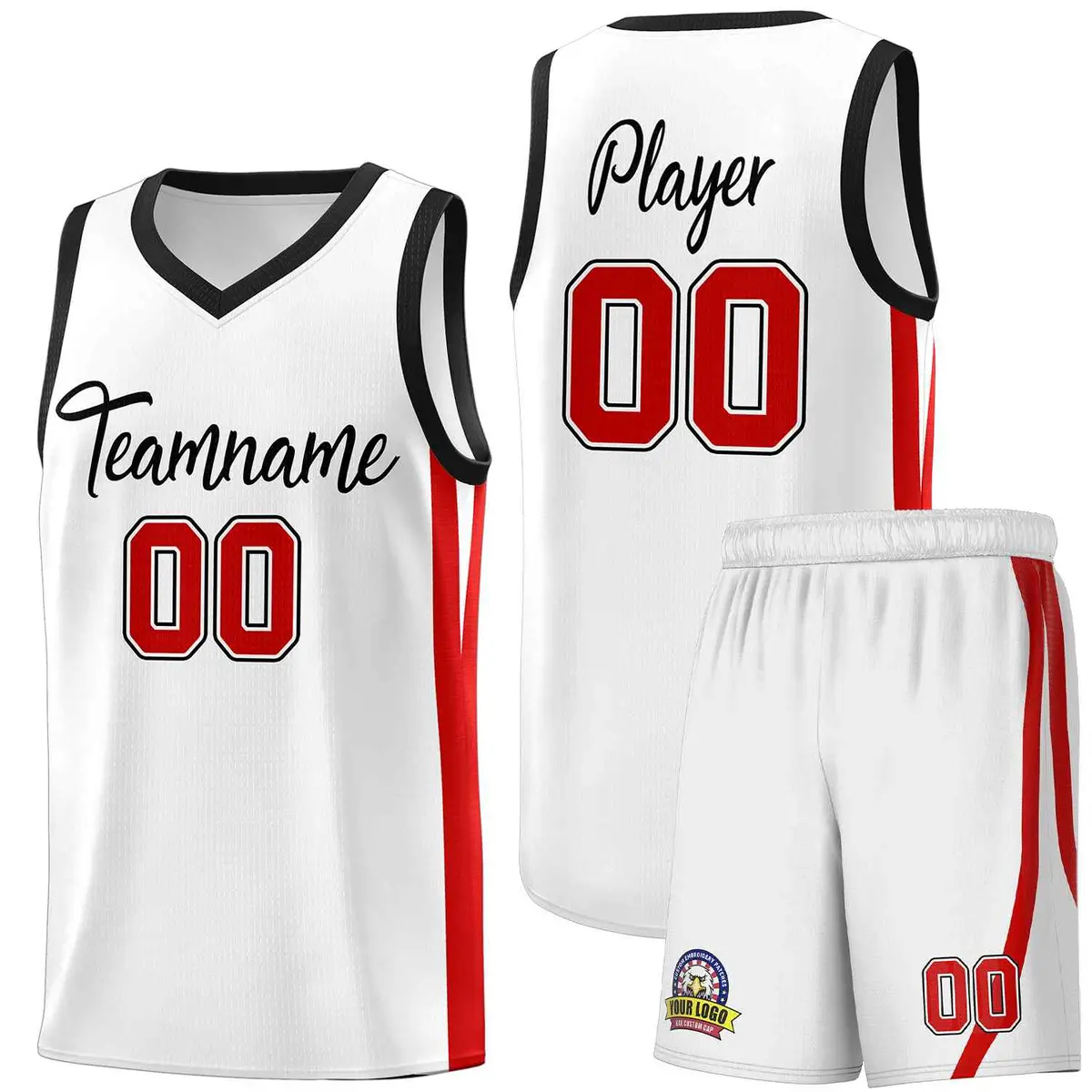 White Black Classic Sports Uniform Basketball Jersey