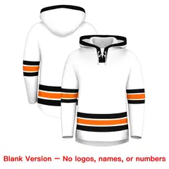 White Black Classic Style Lace-Up Neck Hockey Hoodie 7