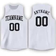 White Black Classic Tank Top Basketball Jersey 1