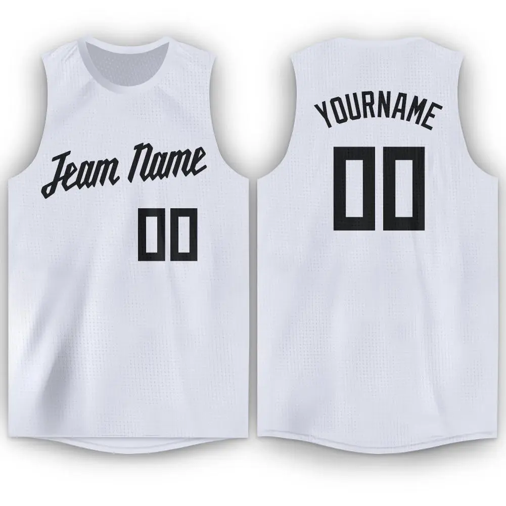 White Black Classic Tank Top Basketball Jersey