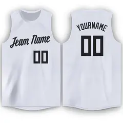 White Black Classic Tank Top Basketball Jersey 1