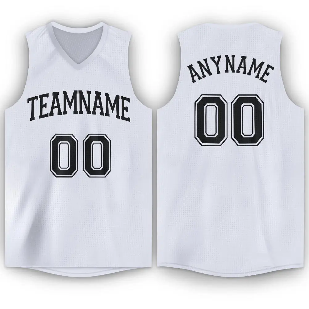 White Black Classic Tank Top Basketball Jersey