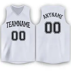 White Black Classic Tank Top Basketball Jersey 1