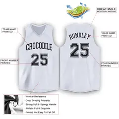 White Black Classic Tank Top Basketball Jersey 2