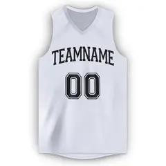 White Black Classic Tank Top Basketball Jersey 5