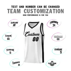 White Black Classic Tops Outdoor Basketball Jersey 3