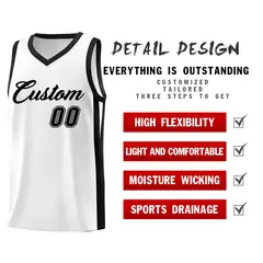 White Black Classic Tops Outdoor Basketball Jersey 4