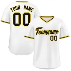 White Black Classic V-Neck Pullover Baseball Jersey 1
