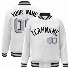 White Black Classic Varsity Full-Snap Letterman Jacket