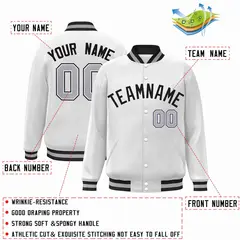 White Black Classic Varsity Full-Snap Letterman Jacket 2