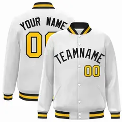 White Black Classic Varsity Full-Snap Letterman Jacket 1