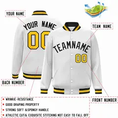White Black Classic Varsity Full-Snap Letterman Jacket 2