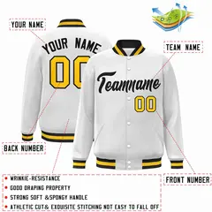 White Black Classic Varsity Full-Snap Letterman Jacket 2