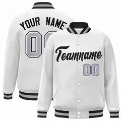 White Black Classic Varsity Full-Snap Letterman Jacket 1