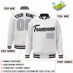 White Black Classic Varsity Full-Snap Letterman Jacket 2