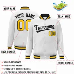 White Black Classic Varsity Full-Snap Letterman Jacket 2