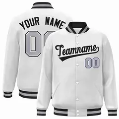 White Black Classic Varsity Full-Snap Letterman Jacket