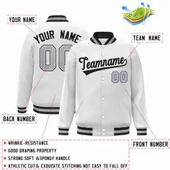 White Black Classic Varsity Full-Snap Letterman Jacket 2
