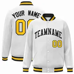 White Black Classic Varsity Full-Snap Letterman Jacket