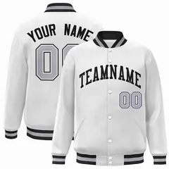 White Black Classic Varsity Full-Snap Letterman Jacket 1