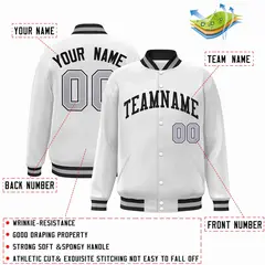 White Black Classic Varsity Full-Snap Letterman Jacket 2