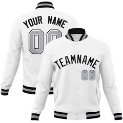 White Black Classic Varsity Full-Snap Letterman Jacket