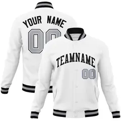 White Black Classic Varsity Full-Snap Letterman Jacket