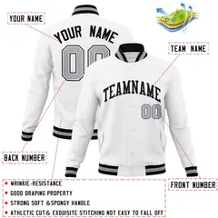 White Black Classic Varsity Full-Snap Letterman Jacket 4