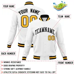 White Black Classic Varsity Full-Snap Letterman Jacket 4