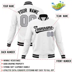 White Black Classic Varsity Full-Snap Letterman Jacket 4