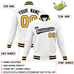 White Black Classic Varsity Full-Snap Letterman Jacket 4