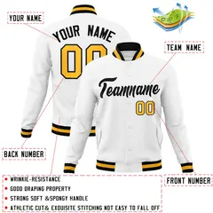 White Black Classic Varsity Full-Snap Letterman Jacket 4