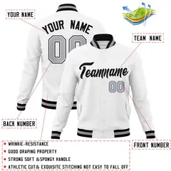White Black Classic Varsity Full-Snap Letterman Jacket 4