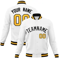 White Black Classic Varsity Full-Snap Letterman Jacket 1