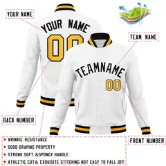 White Black Classic Varsity Full-Snap Letterman Jacket 4