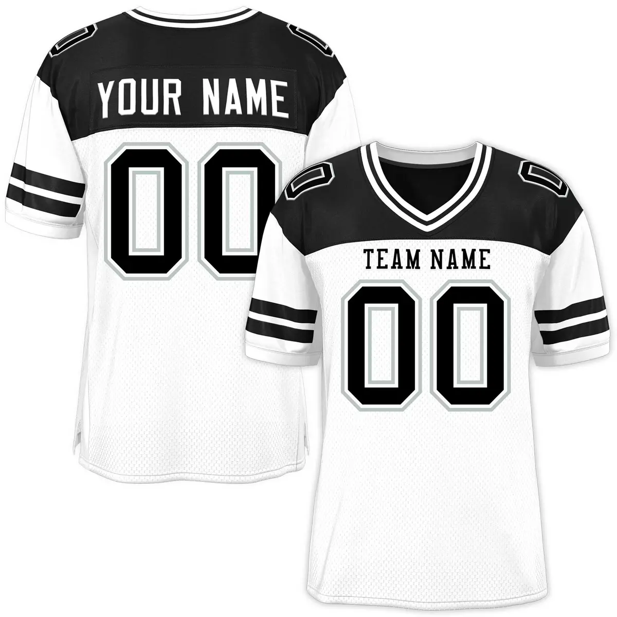 White Black Color Block Authentic Football Jersey