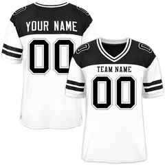 White Black Color Block Authentic Football Jersey 1