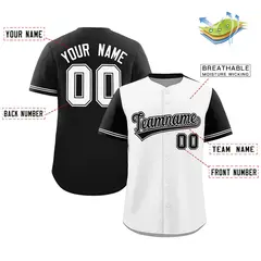 White Black Color Block Raglan Sleeves Baseball Jersey 2